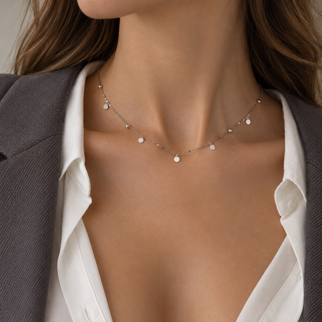 Sterling Silver Bead Disc Choker